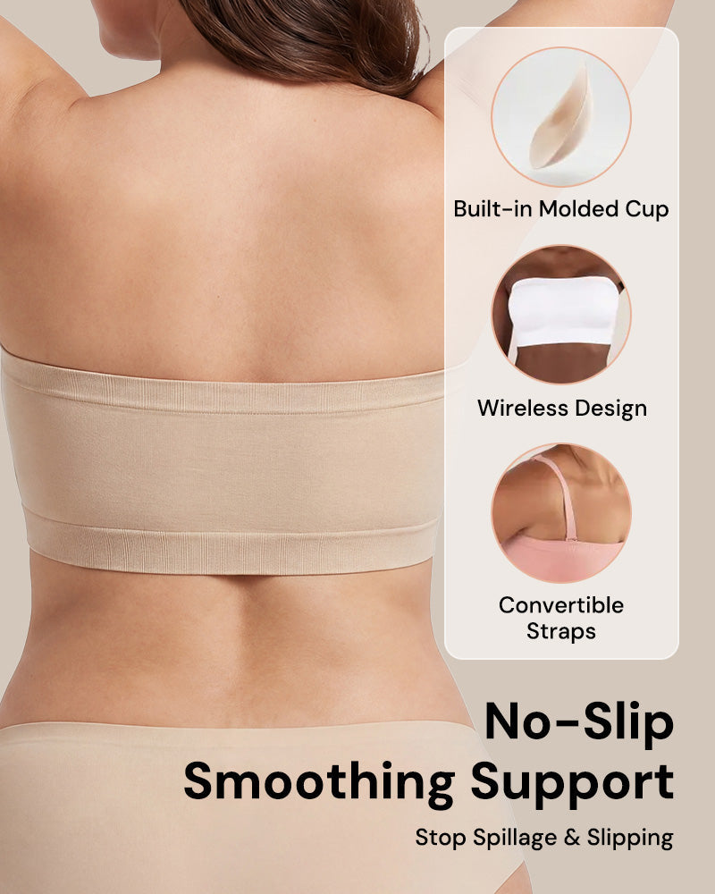 Stay‑Put Wireless Seamless Bandeau Bra