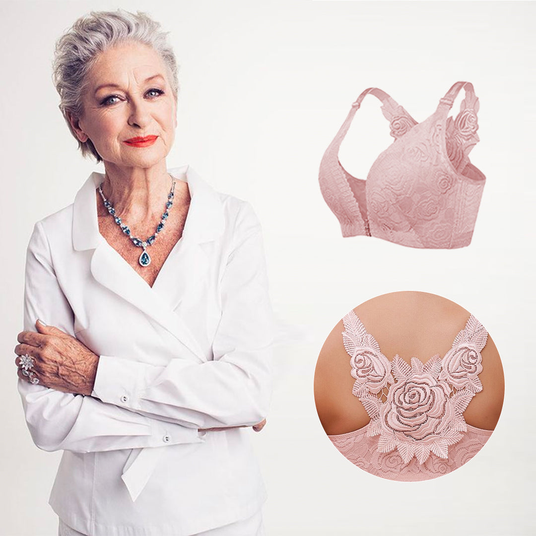 ELIZABETH® Front Fastening '5D' Stereoscopic Rose Embroidery Bra（BUY 1 GET 2 FREE）(3 PACK)