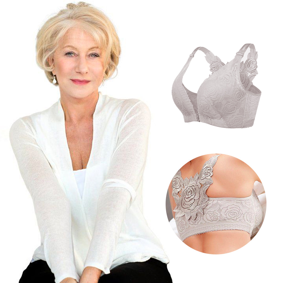 ELIZABETH® Front Fastening '5D' Stereoscopic Rose Embroidery Bra（BUY 1 GET 2 FREE）(3 PACK)