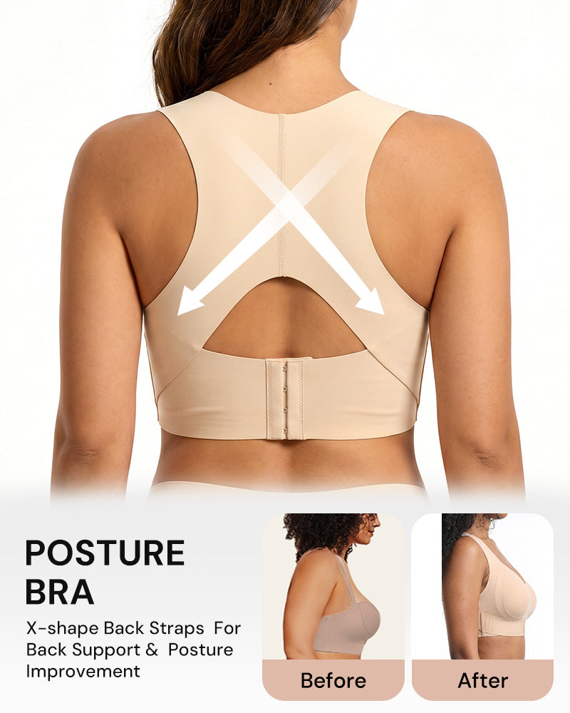 Wireless Front-Closure Posture Bra for Everyday Comfort