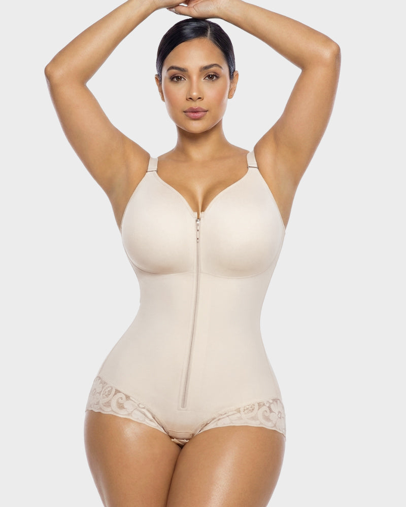Zip-Up Overbust Sculpting Shapewear Bodysuit