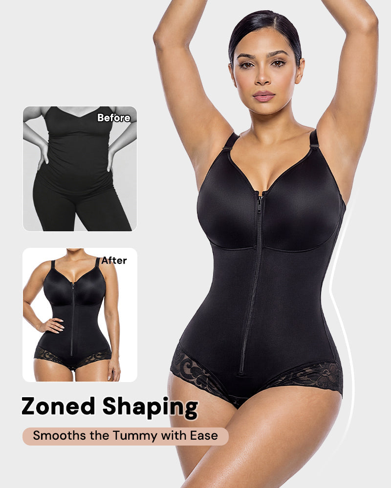 Zip-Up Overbust Sculpting Shapewear Bodysuit
