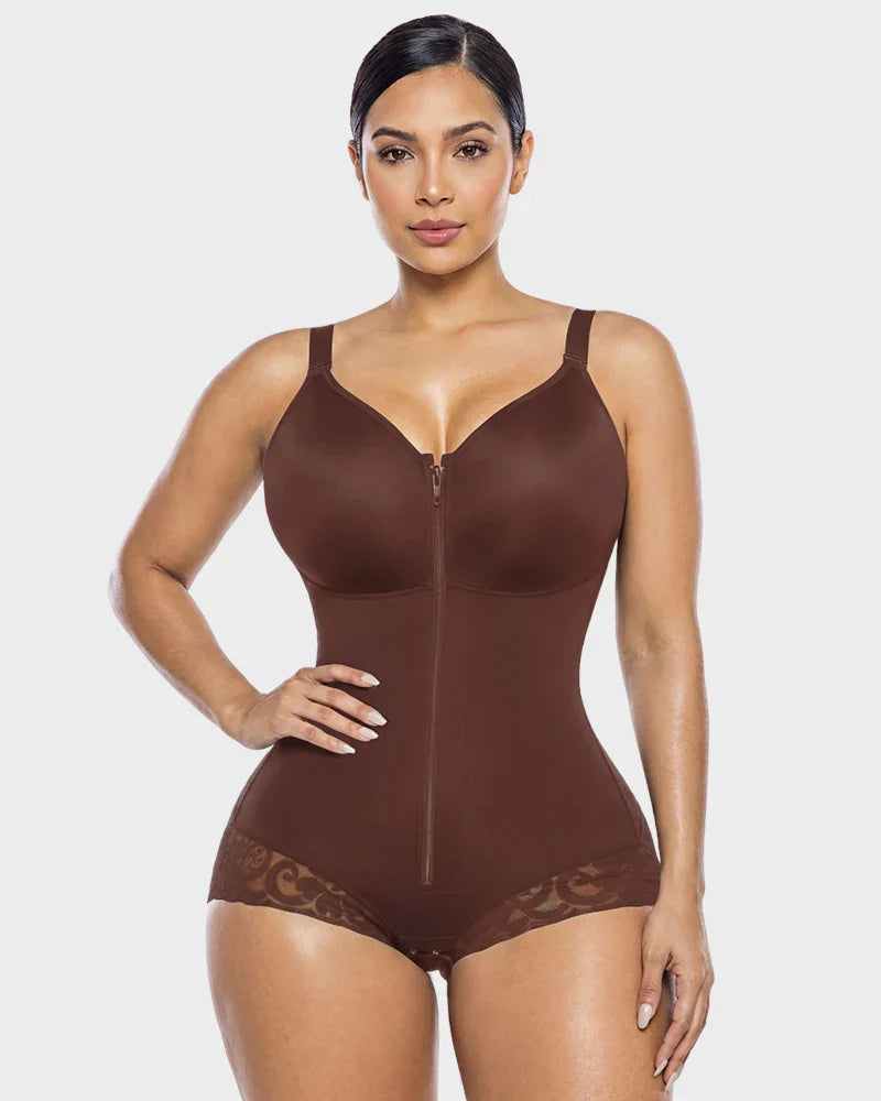 Zip-Up Overbust Sculpting Shapewear Bodysuit