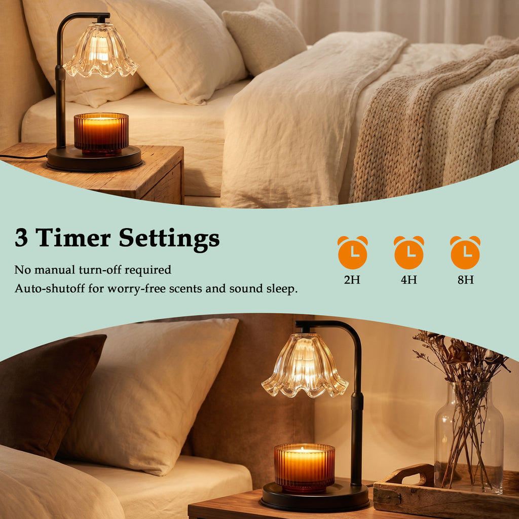 Flower Candle Warmer Lamp with Timer, Dimmable Candle Lamp Warmer, Height Adjustable Candle Lamp, Gifts for Women Her, House Warming Gifts New Home Decor, Daffodil Wax Warmer for Yankee Candles