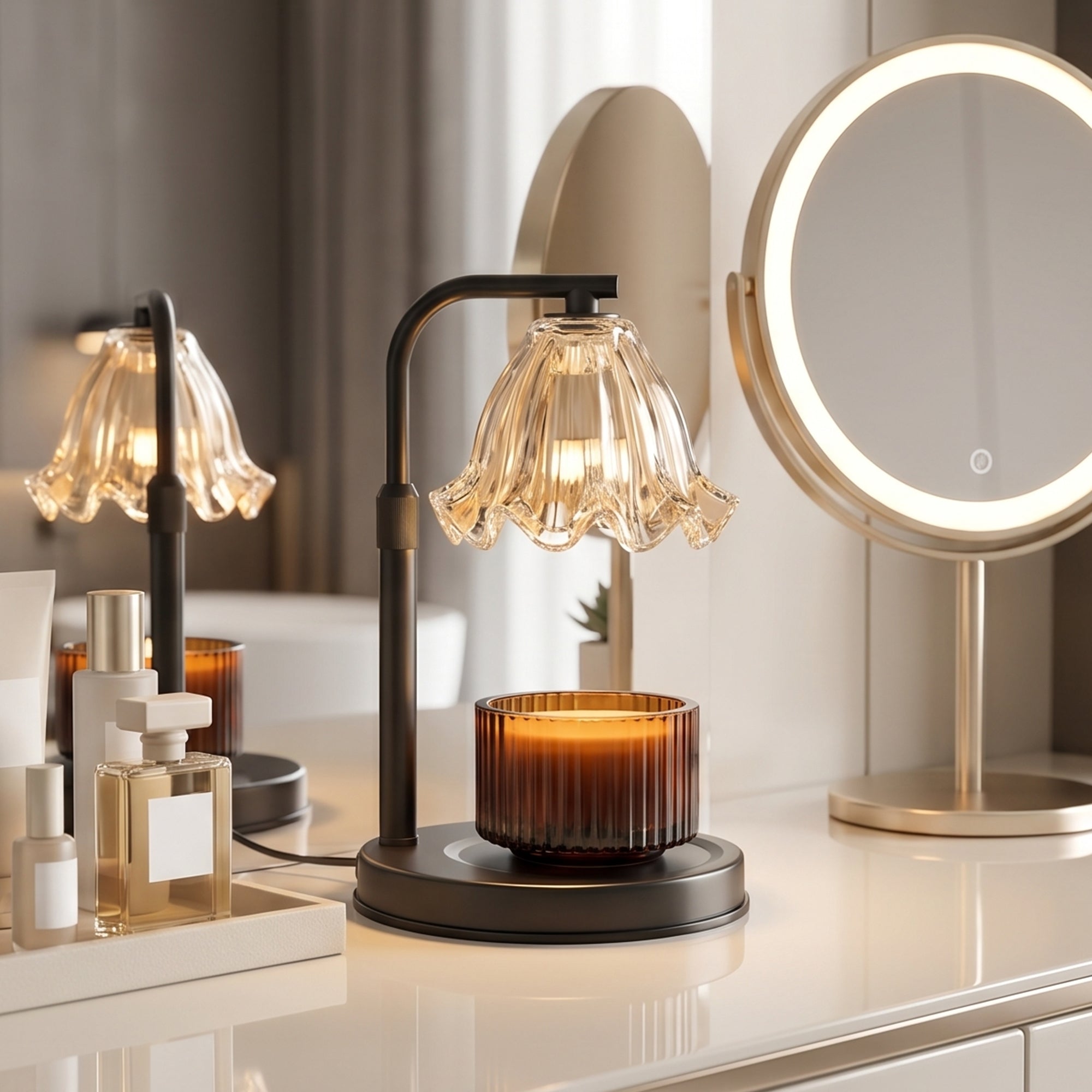 Flower Candle Warmer Lamp with Timer, Dimmable Candle Lamp Warmer, Height Adjustable Candle Lamp, Gifts for Women Her, House Warming Gifts New Home Decor, Daffodil Wax Warmer for Yankee Candles
